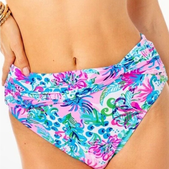 Lilly Pulitzer Yarrow High Waisted Bikini Bottom mandevilla baby paradise - Picture 2 of 7